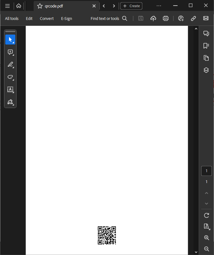 PDF file with QR barcode annotation