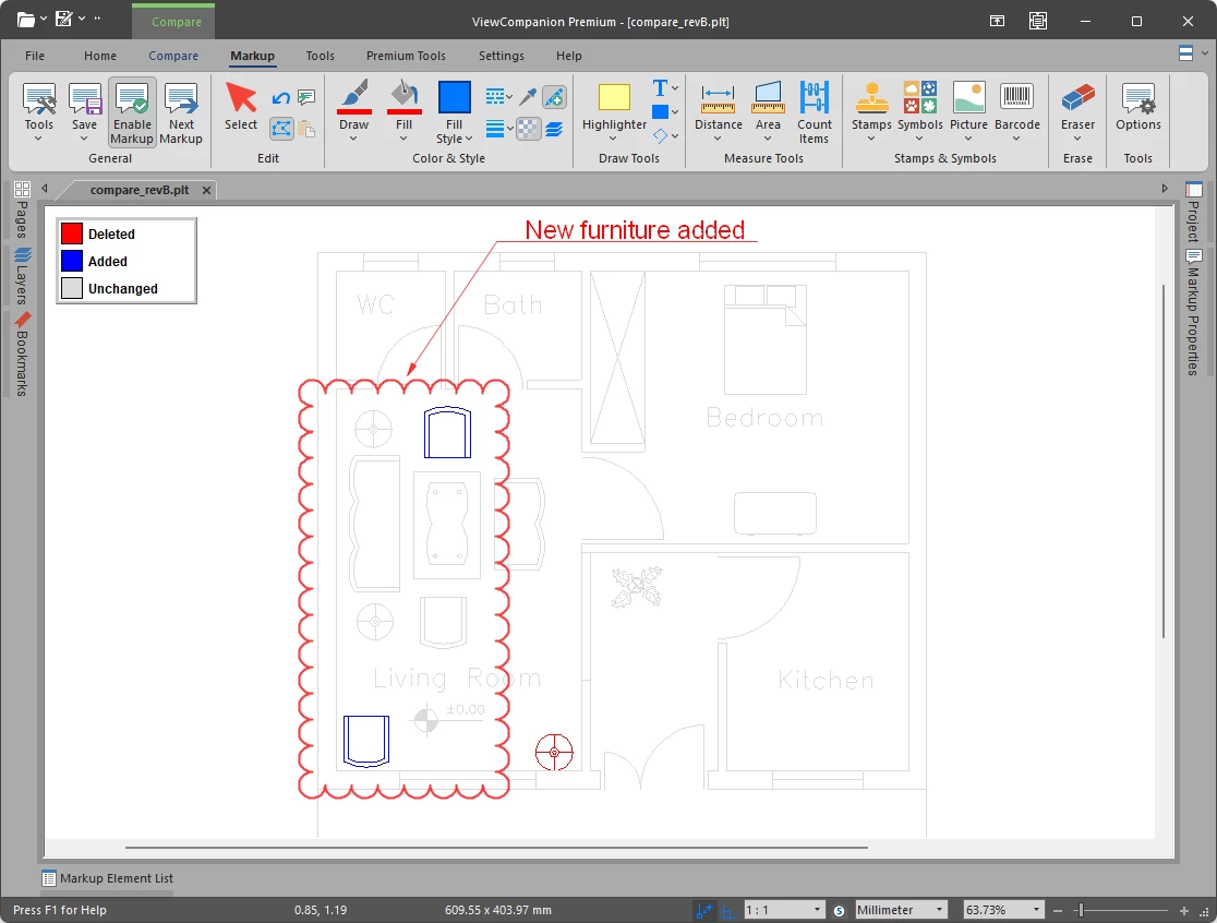 Compare two drawings to visualize the differences using ViewCompanion