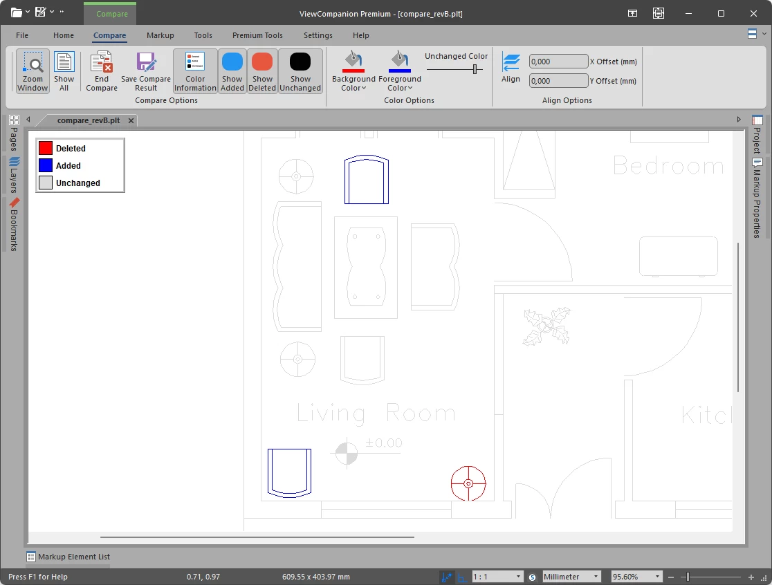 Compare two drawings to visualize the differences using ViewCompanion